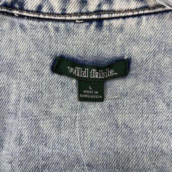 Wild Fable Denim Shirt Womens Large Light Wash Snap Front Shacket 100% Cotton - Picture 4 of 16